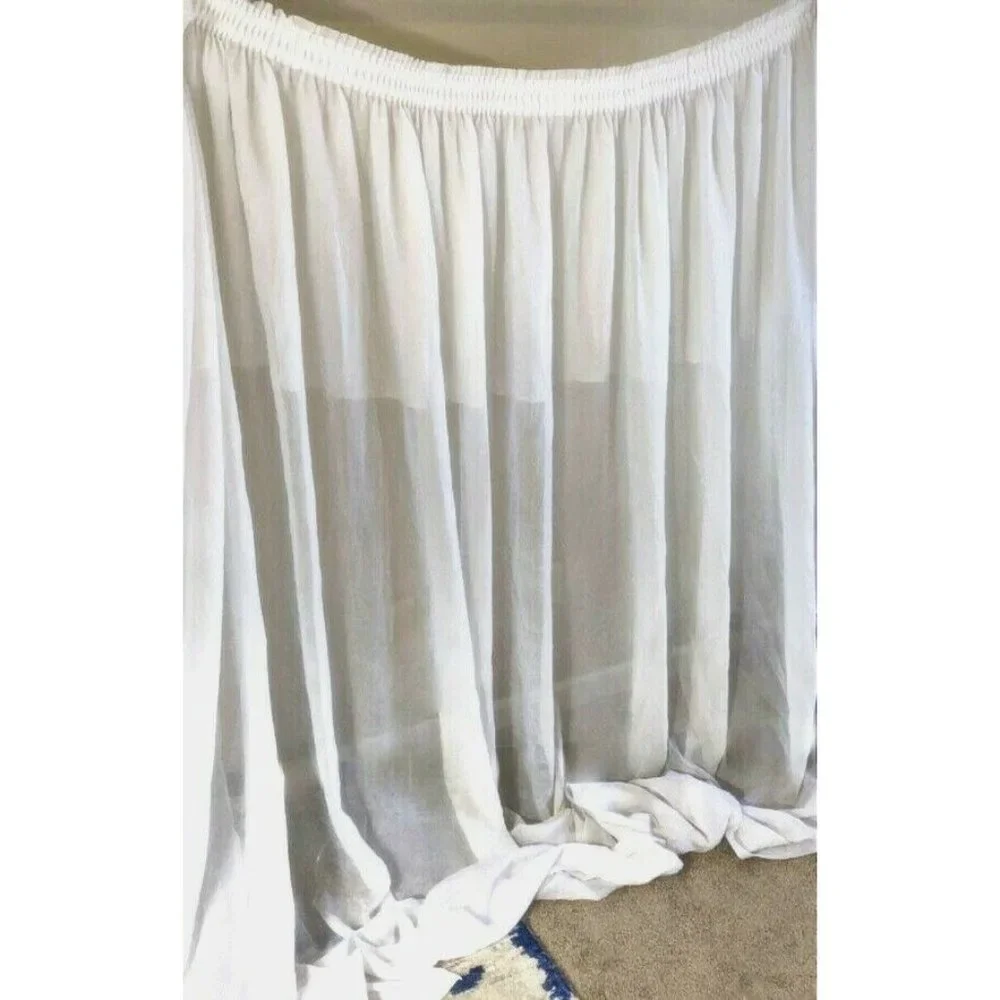 1 Rare Antique Tulle Handmade Curtain Victorian Vintage White Sheer Tussore Wide